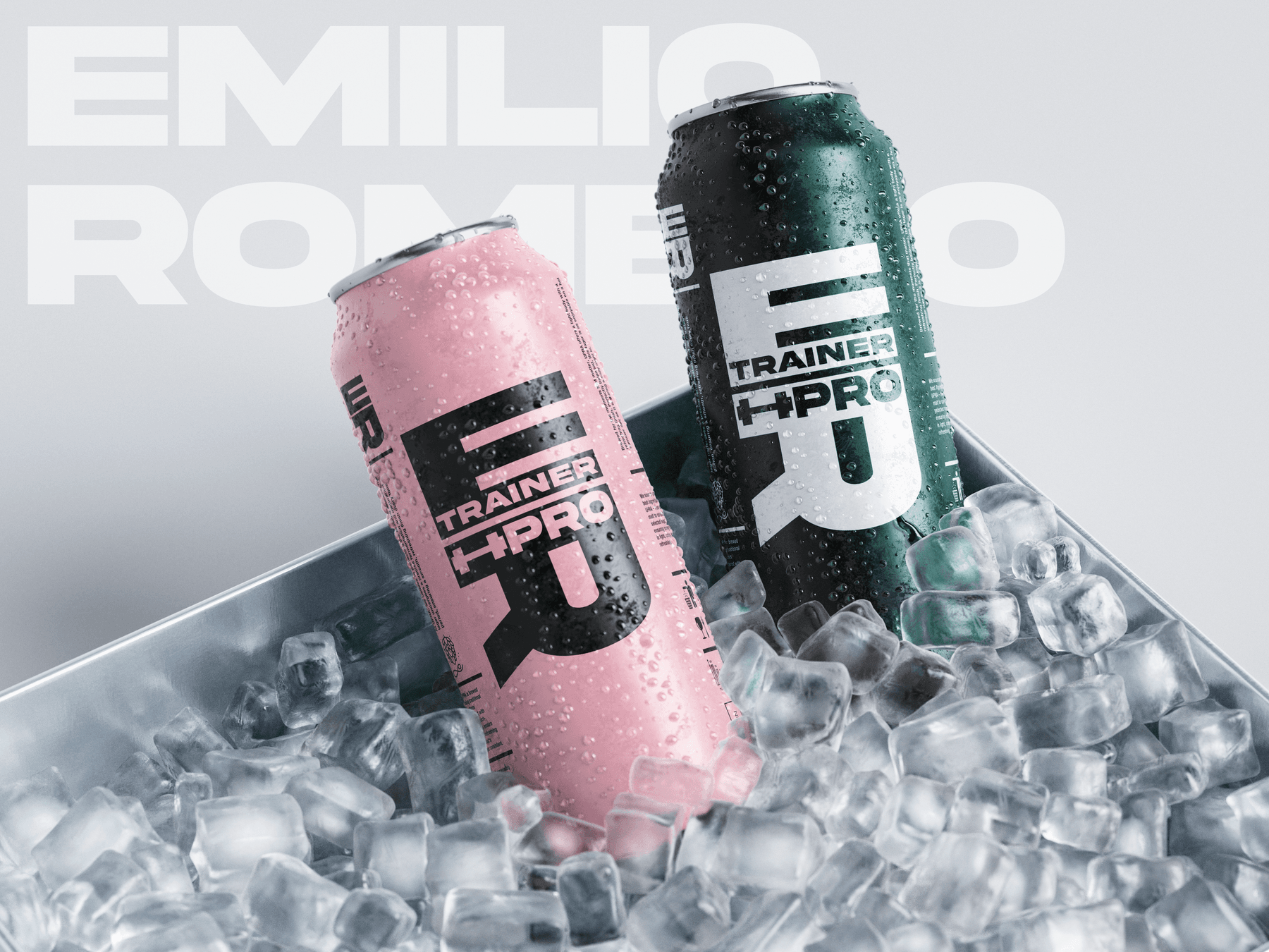 Emilio Romero Trainer Pro — latas rosa y verde sobre hielo
